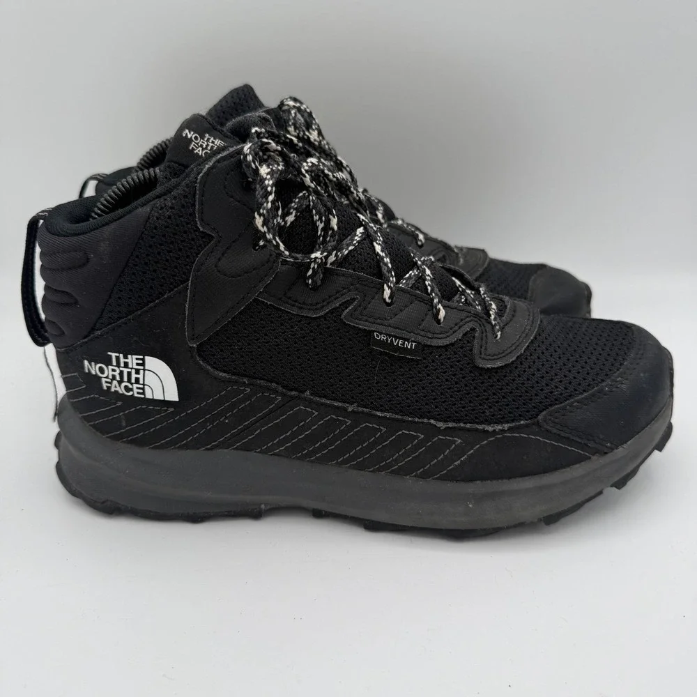 Youth Boys Kids The North Face Fastpack Hiker Mid Waterproof Black Boots Size 7